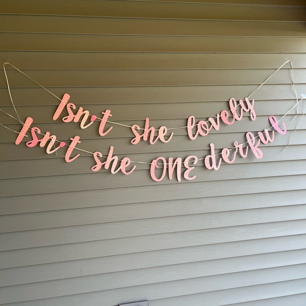 Girls First Birthday Decor, Banner & Cake Candle